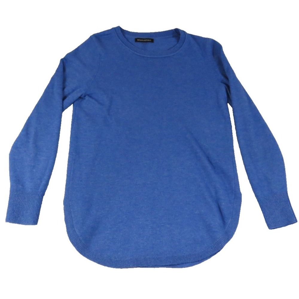 Banana Republic Merino Cashmere Blend Blue Crewneck Sweater Womens S Long Sleeve